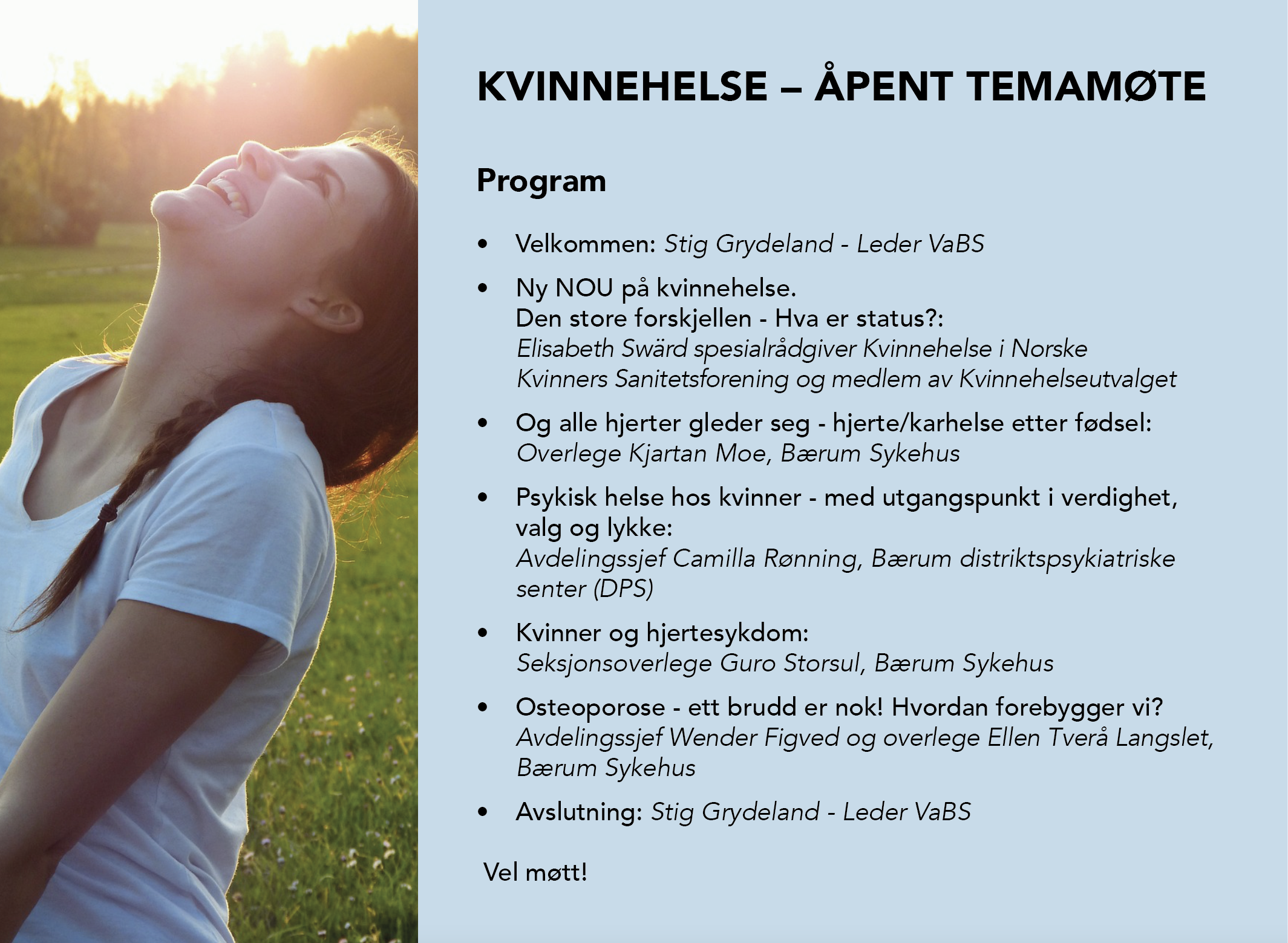 Artikkelbilde til artikkelen Kvinnehelse - åpent temamøte 23. oktober